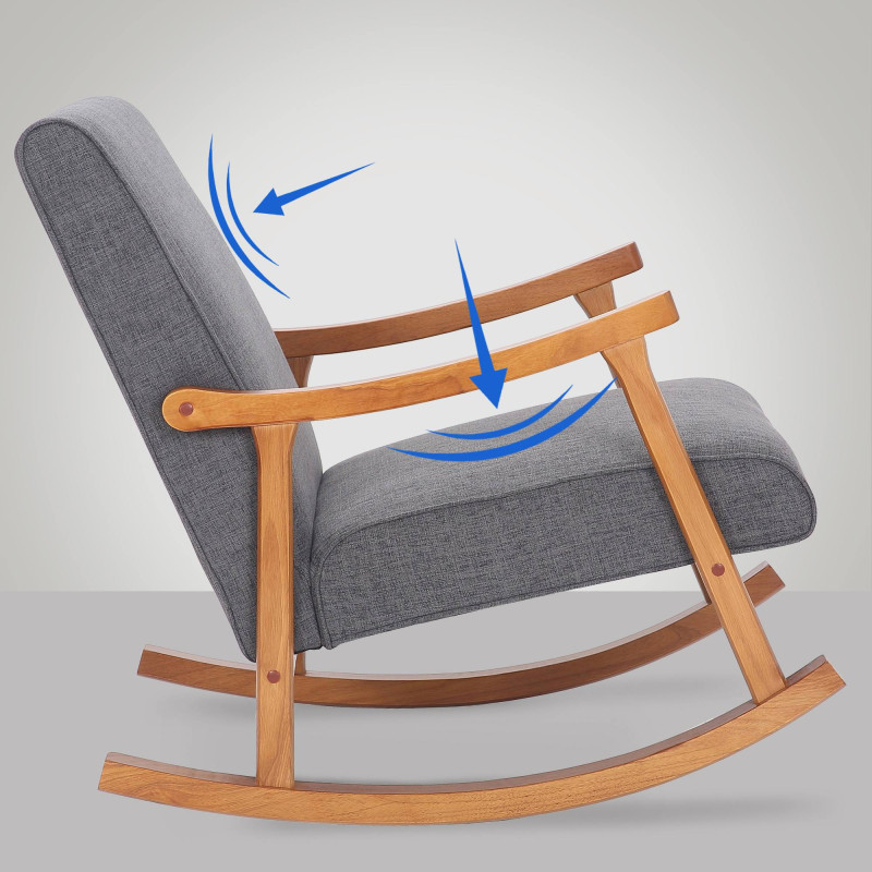 Poltrona a dondolo Morelia in tessuto noce grigio chiaro